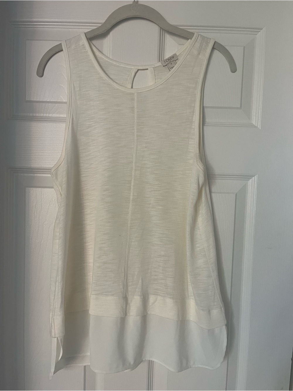 J. Crew Cream Sleeveless Layered-Hem Tank